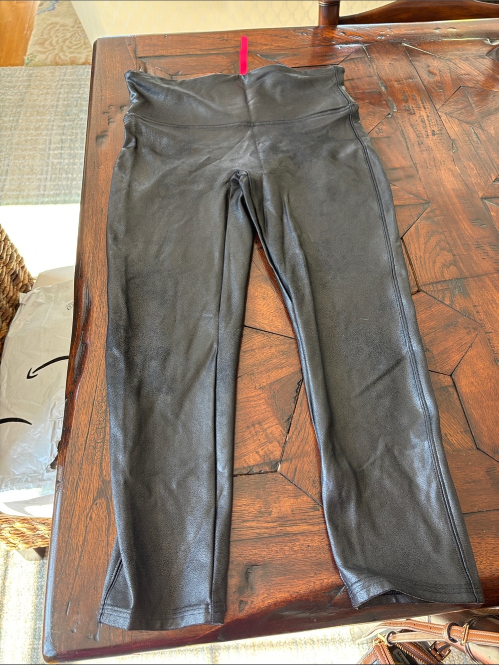 SPANX Black Faux-Leather Cropped Leggings